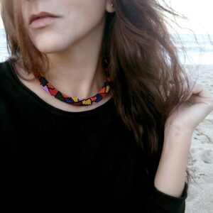 Multicolor Exquisite Necklace Mosaic Pattern Crochet Casual Urban Choker Handwoven with Glass Seed Beads Magnetic Clasp Elegant Gift for Her
