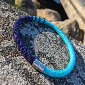 Minimalist Necklace Beaded Crochet Blue Rope Urban Discreet Choker Denim Indigo Seed Beads Light Blue Boho Luxury Gift for Mother Girlfriend