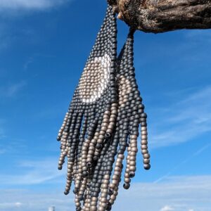 Gothic Beaded Tassel Earrings Triangle Geometric stud long earrings
