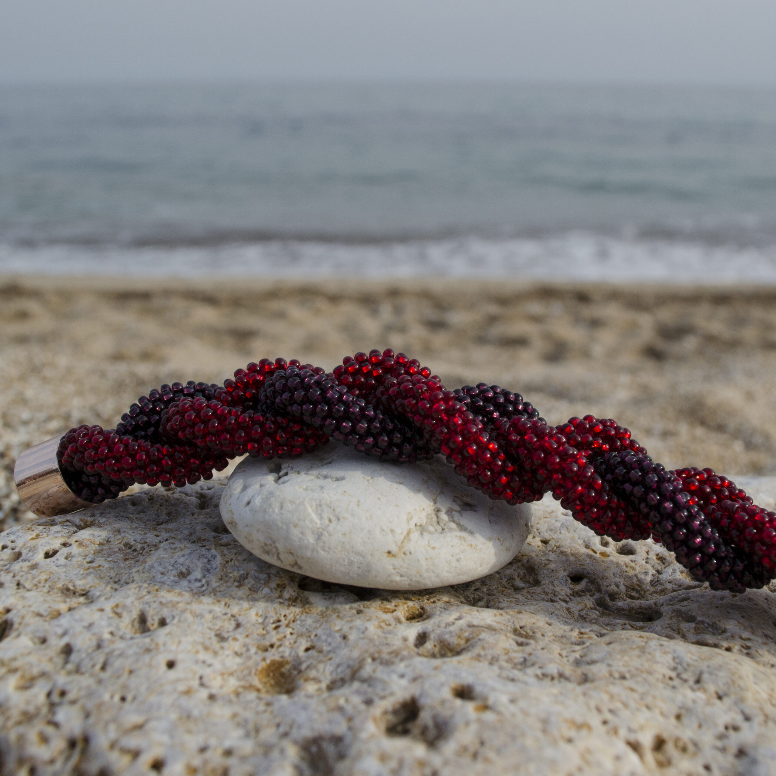 Red Violet Purple Braided Bracelet Seed Beaded Elegant Crochet Bangle Bicolor Magnetic Clasp Woman Festive Armband Handmade Crocheted Rope - Image 13