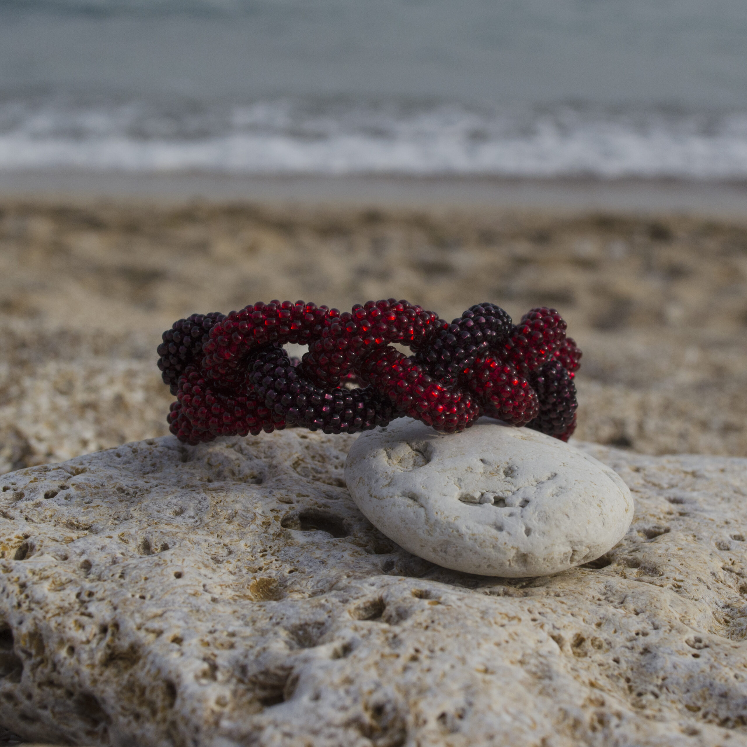 Red Violet Purple Braided Bracelet Seed Beaded Elegant Crochet Bangle Bicolor Magnetic Clasp Woman Festive Armband Handmade Crocheted Rope - Image 15
