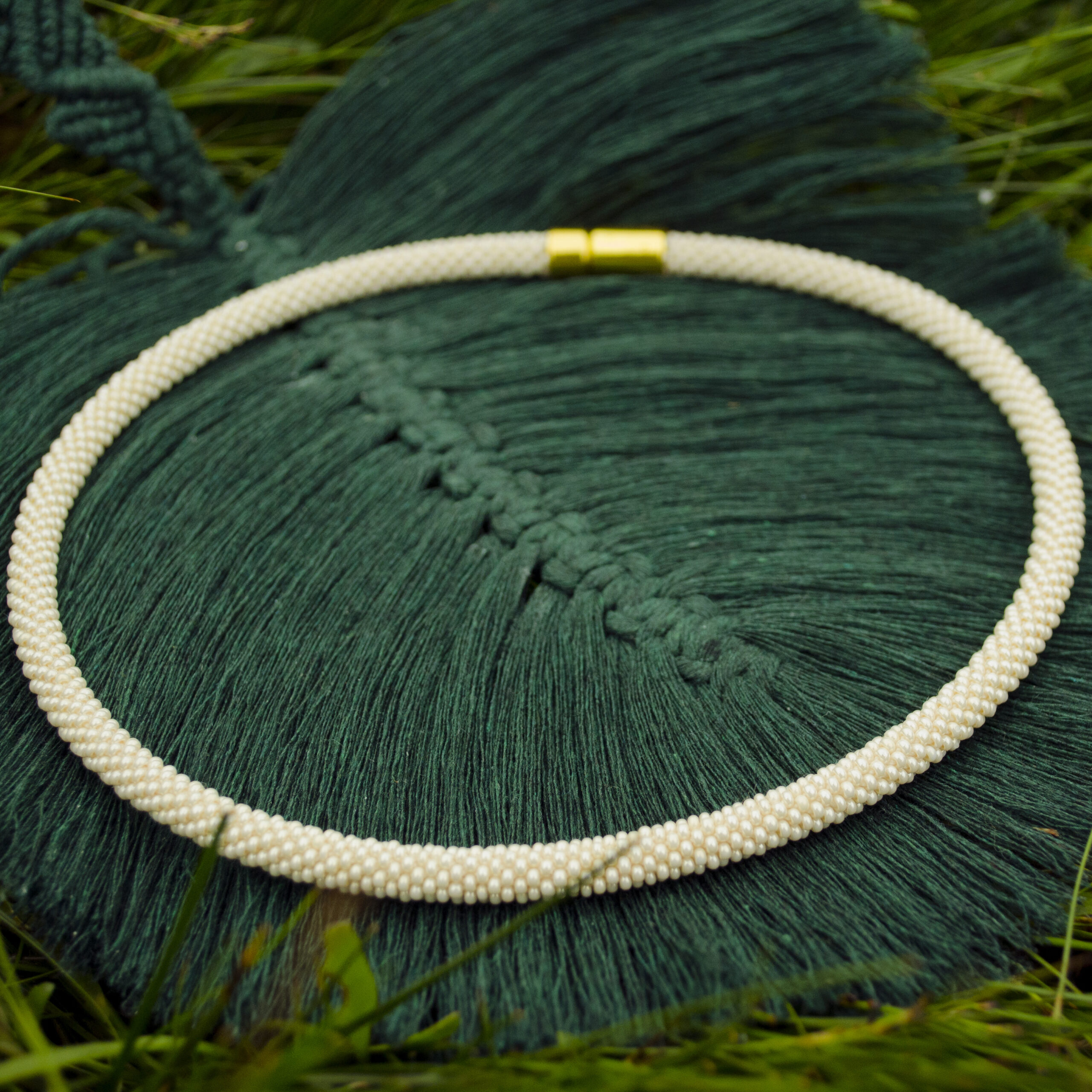 Beige Thin Necklace Nude Memory Wire Choker Seed Beaded Ivory Cream Necklace Minimalist Choker Crochet Sand Rope Delicate Daisy Neck Piece - Image 8