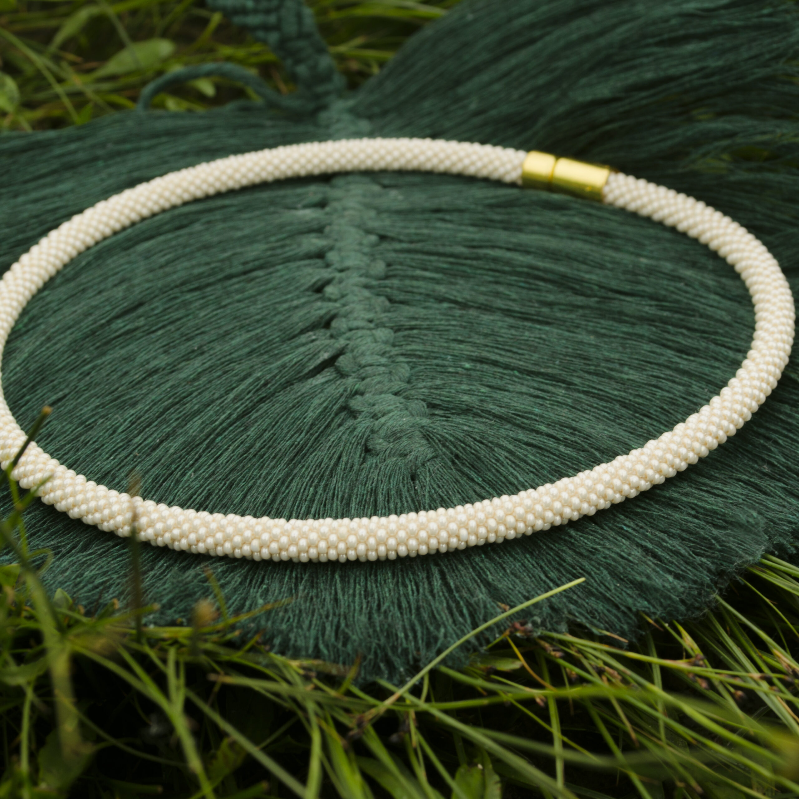 Beige Thin Necklace Nude Memory Wire Choker Seed Beaded Ivory Cream Necklace Minimalist Choker Crochet Sand Rope Delicate Daisy Neck Piece - Image 13