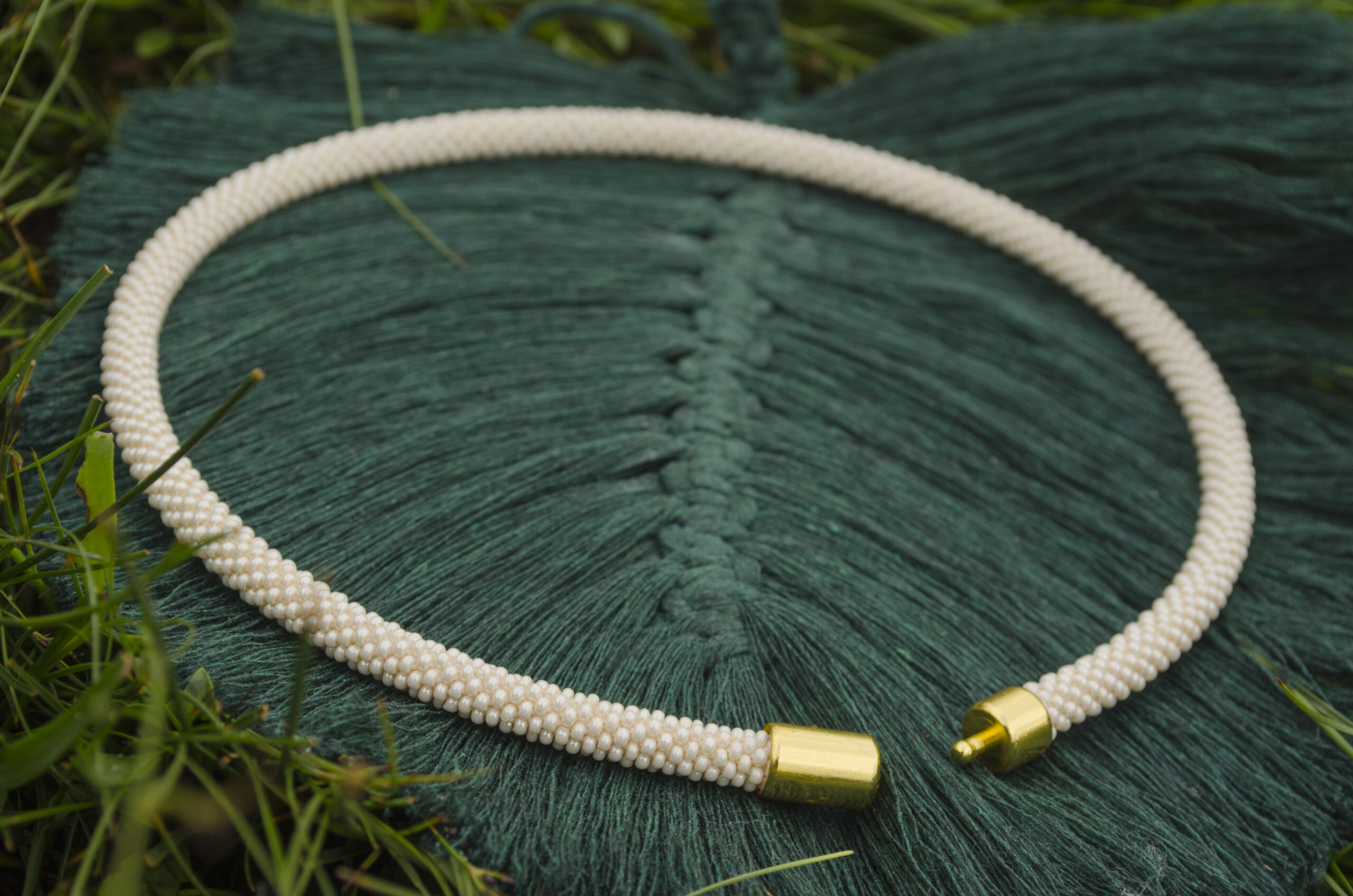 Beige Thin Necklace Nude Memory Wire Choker Seed Beaded Ivory Cream Necklace Minimalist Choker Crochet Sand Rope Delicate Daisy Neck Piece - Image 15