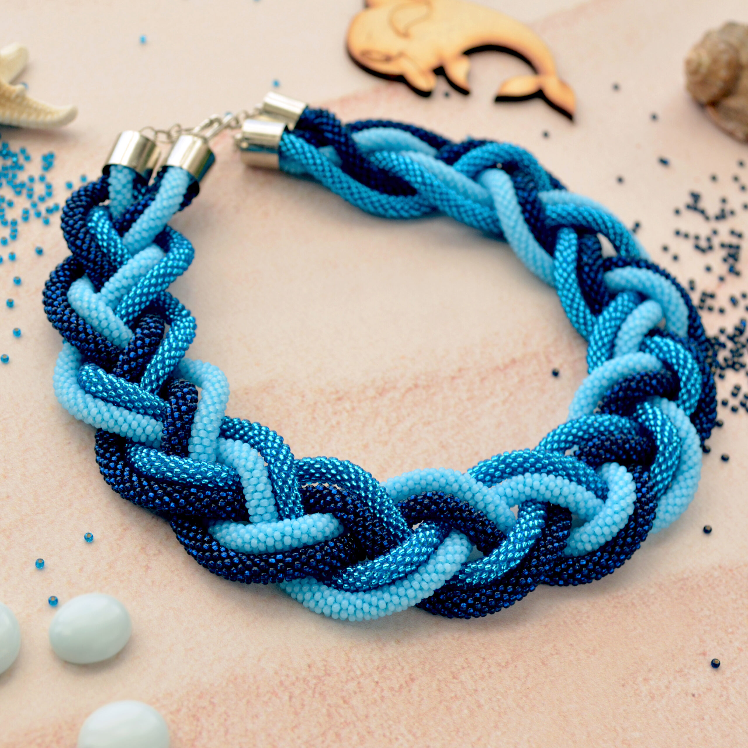 Double Braided Massive Big Bold Dainty Necklace Crochet Rope Femme Collier Glass Seed Beads Stylish Artisan Elegant Eco Friendly Bib Jewelry - Image 11