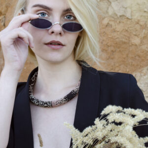 Dark Brown Golden Statement Necklace Crochet Rope Bold Ethnic Unique Choker