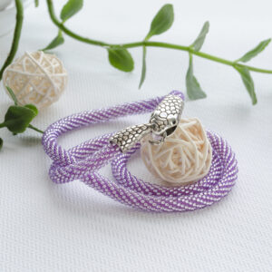 Snake Seed Beaded Necklace Elegant Purple Choker Crochet Rope 3 Wrap Bracelet Transformable