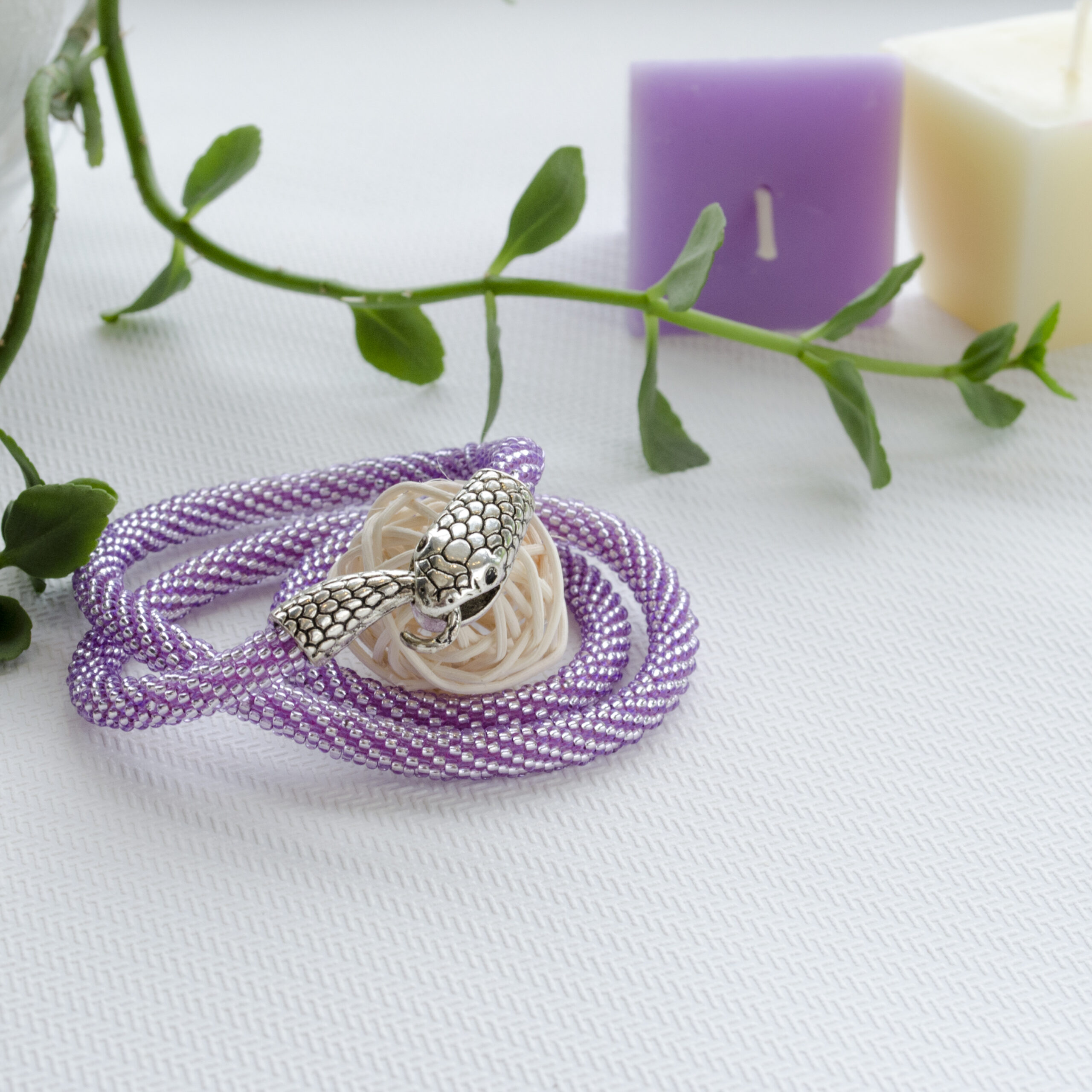 Snake Seed Beaded Necklace Elegant Purple Choker Crochet Rope 3 Wrap Bracelet Transformable Neck Piece Birthday Gift for Her Summer Jewelry - Image 5