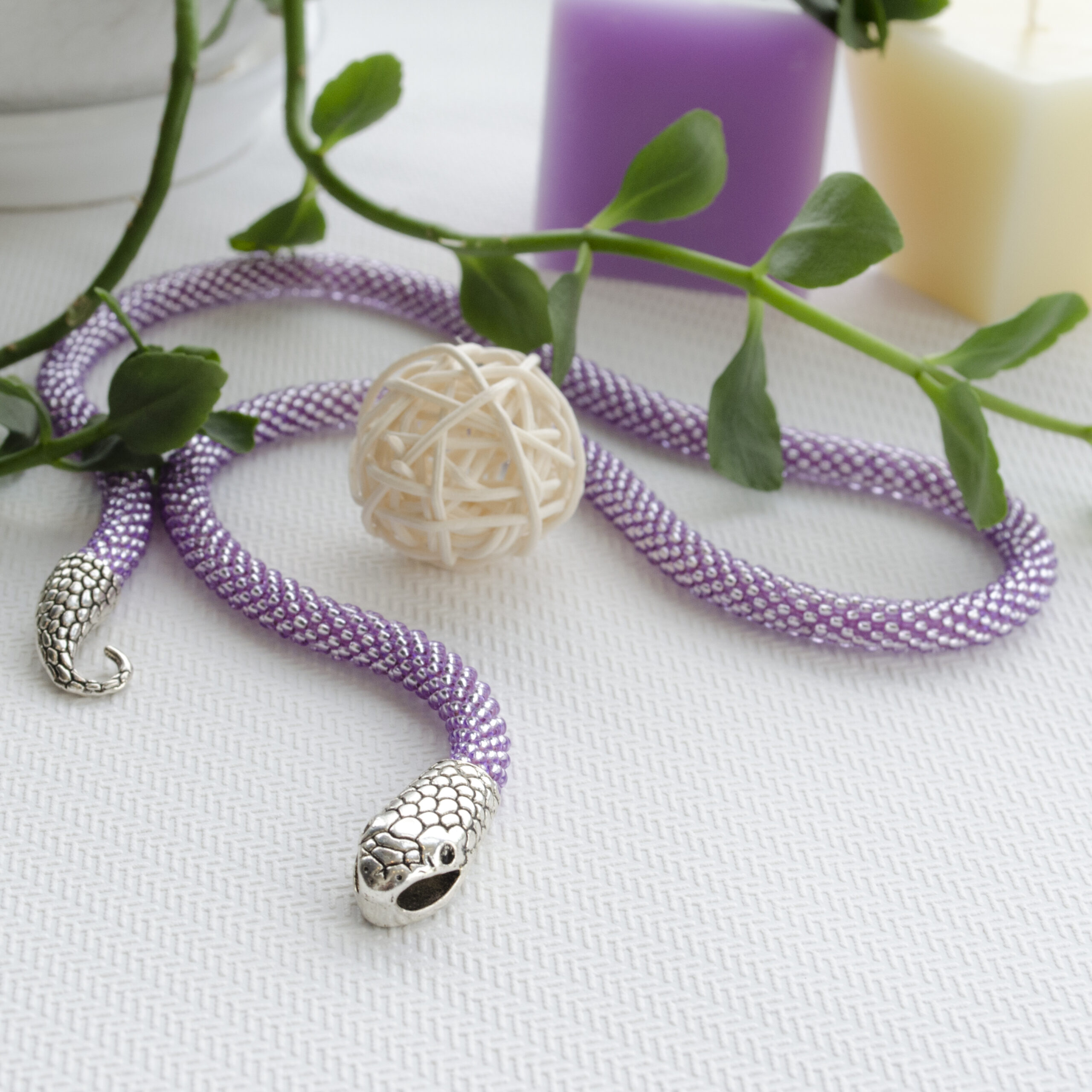 Snake Seed Beaded Necklace Elegant Purple Choker Crochet Rope 3 Wrap Bracelet Transformable Neck Piece Birthday Gift for Her Summer Jewelry - Image 3