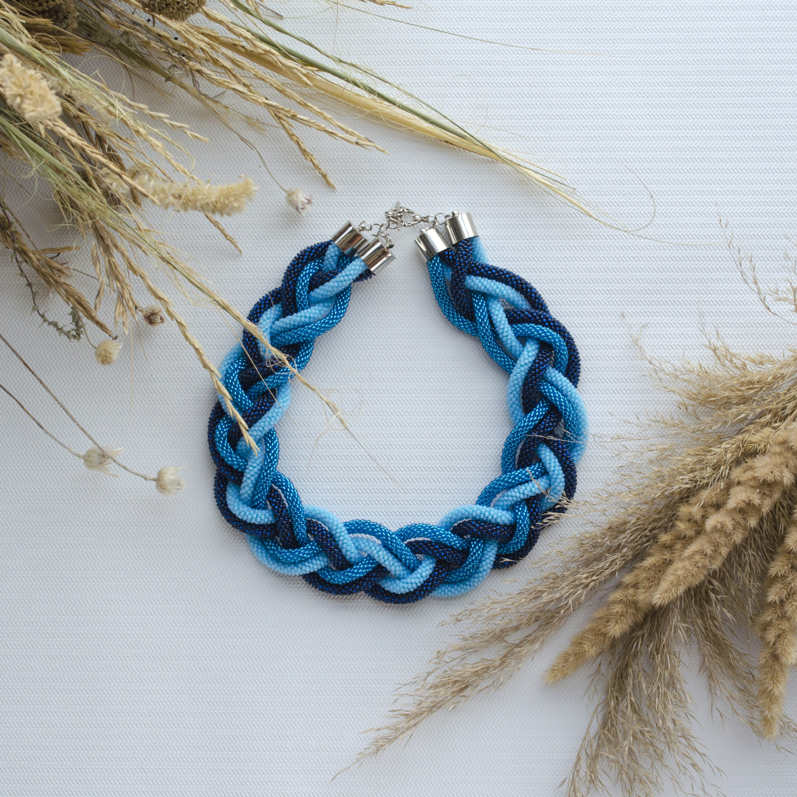 Double Braided Massive Big Bold Dainty Necklace Crochet Rope Femme Collier Glass Seed Beads Stylish Artisan Elegant Eco Friendly Bib Jewelry - Image 4