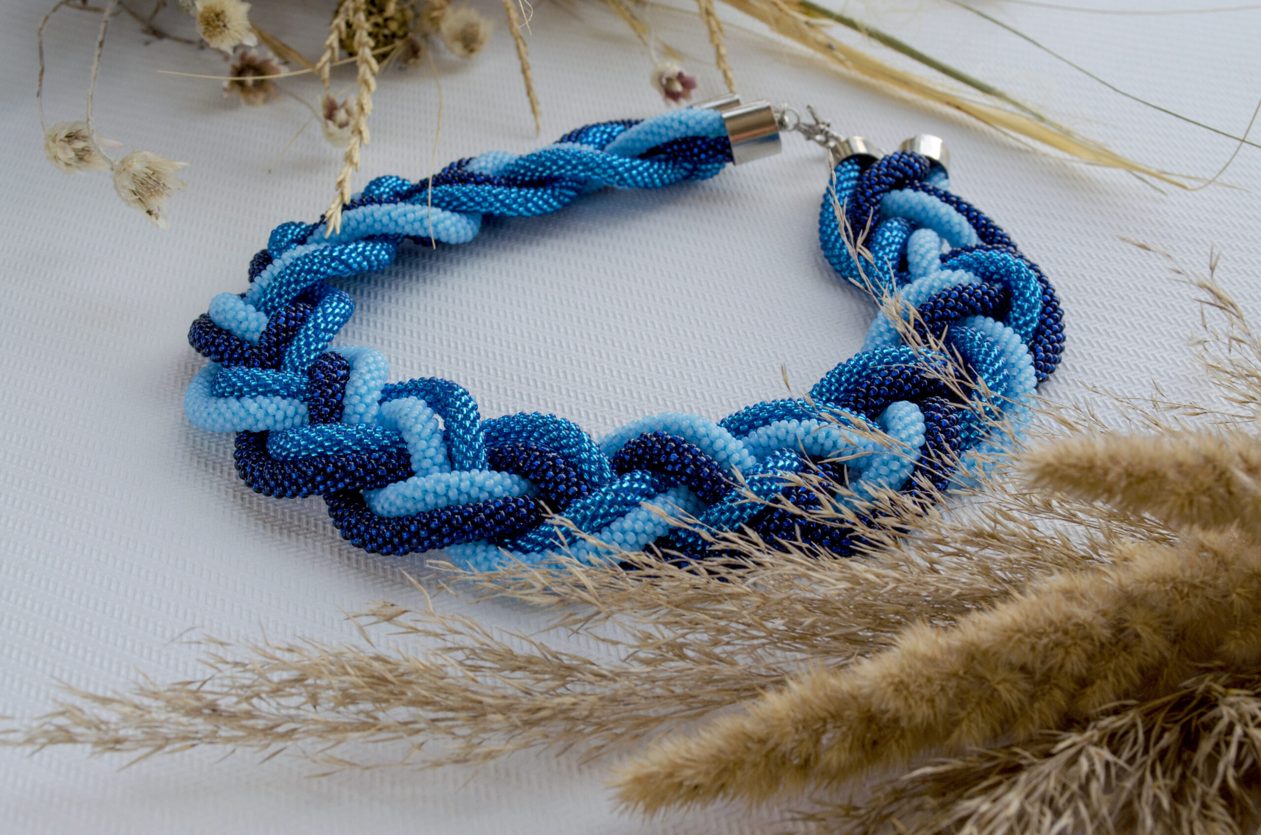 Double Braided Massive Big Bold Dainty Necklace Crochet Rope Femme Collier Glass Seed Beads Stylish Artisan Elegant Eco Friendly Bib Jewelry - Image 5