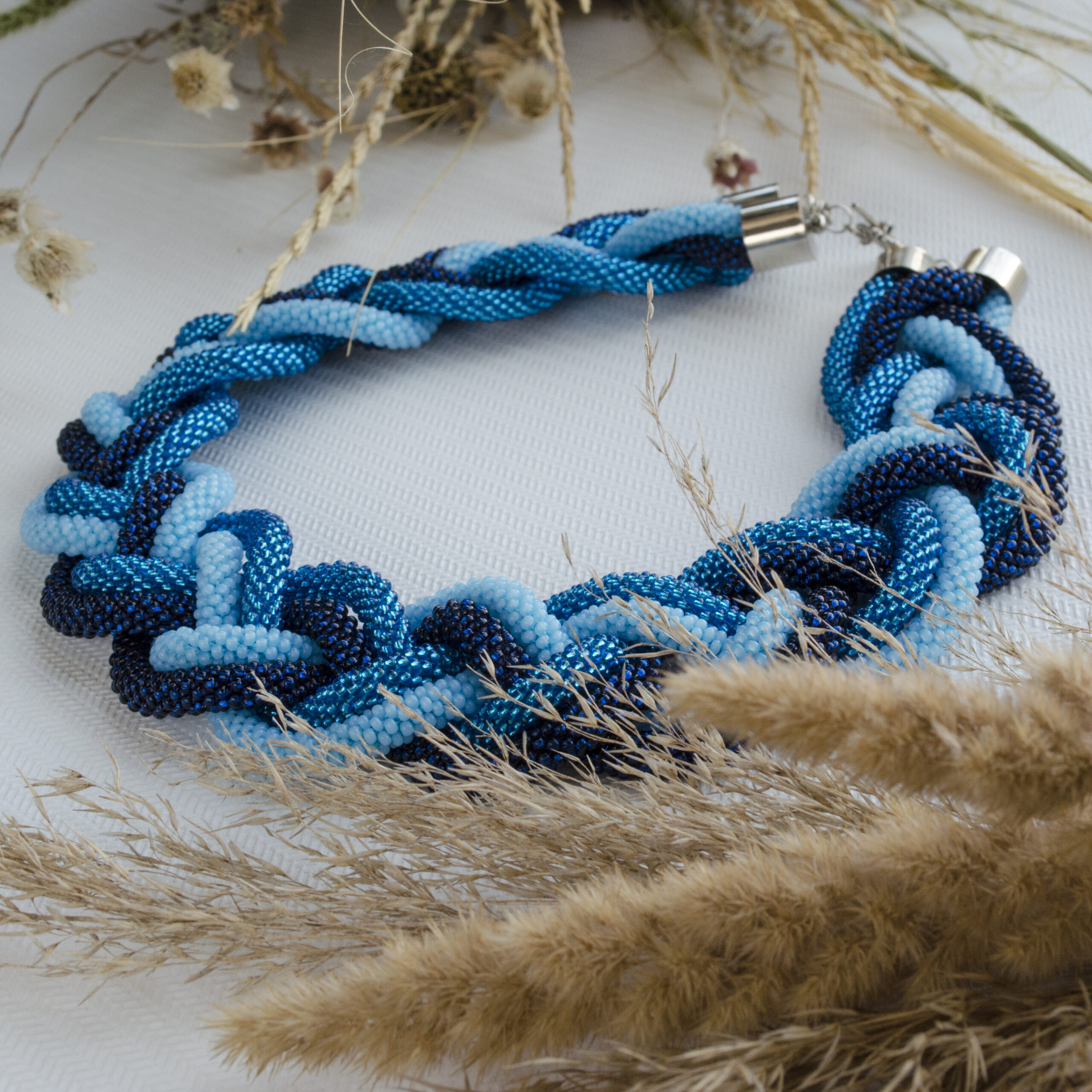 Double Braided Massive Big Bold Dainty Necklace Crochet Rope Femme Collier Glass Seed Beads Stylish Artisan Elegant Eco Friendly Bib Jewelry - Image 6