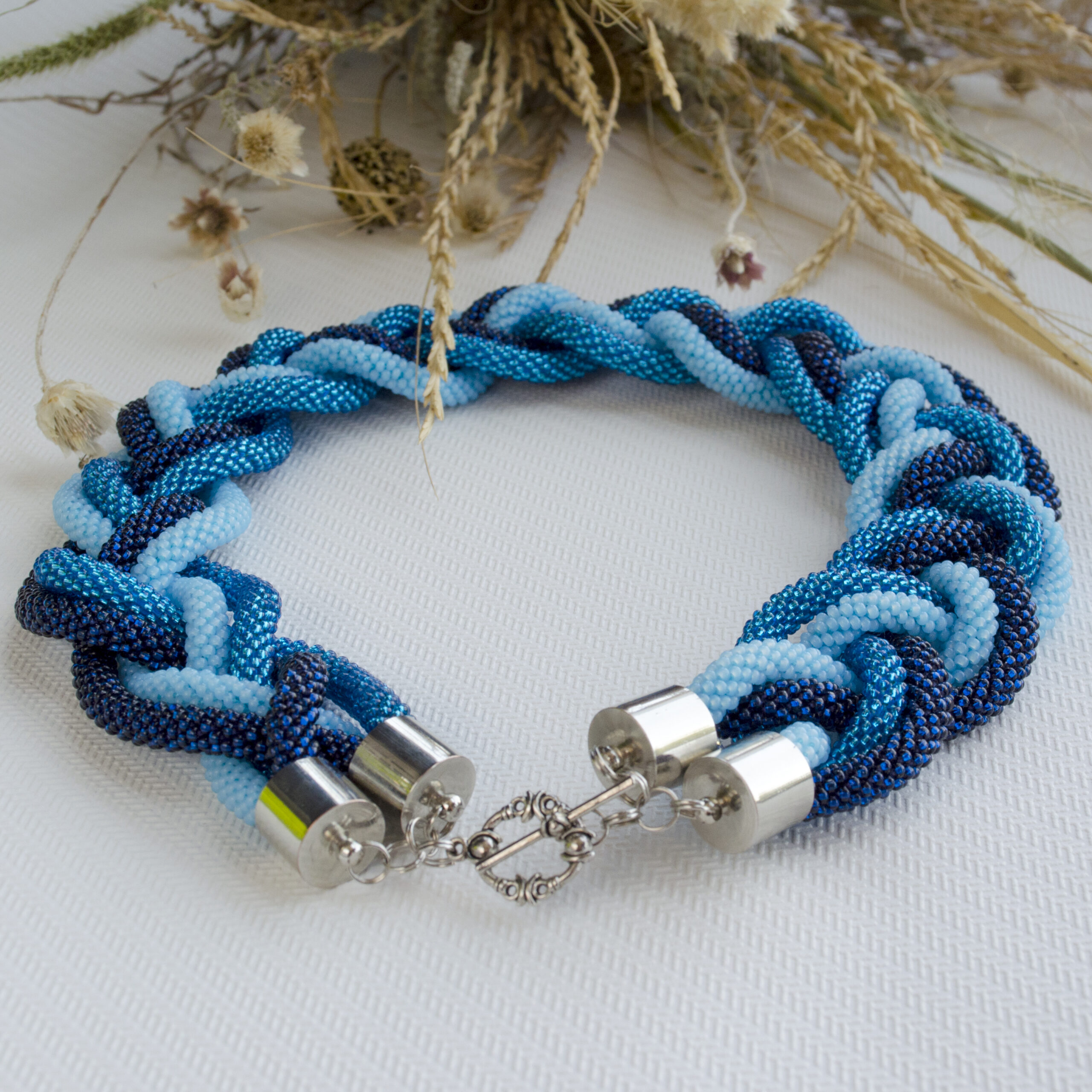 Double Braided Massive Big Bold Dainty Necklace Crochet Rope Femme Collier Glass Seed Beads Stylish Artisan Elegant Eco Friendly Bib Jewelry - Image 9
