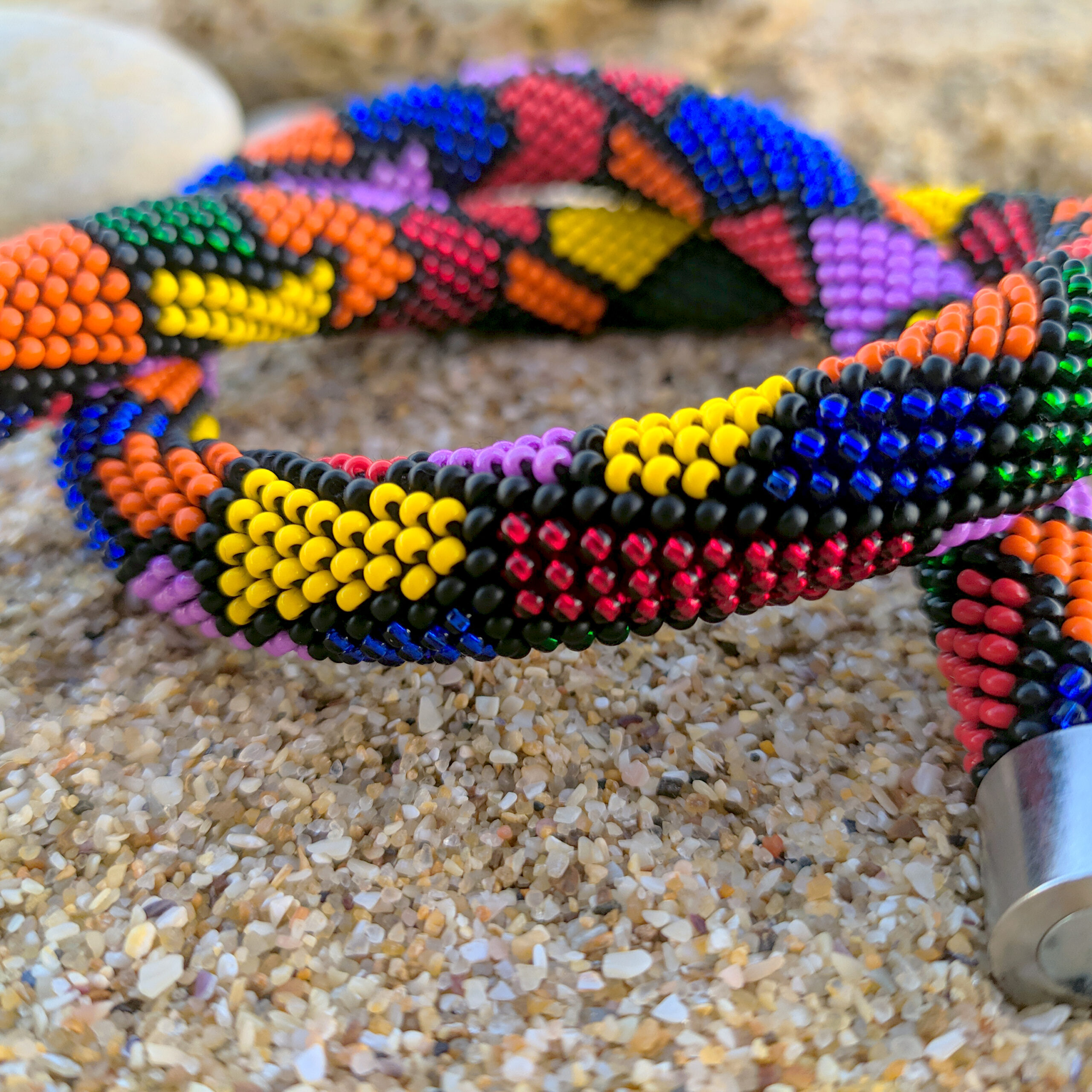 Multicolor Exquisite Necklace Mosaic Pattern Crochet Casual Urban Choker Handwoven with Glass Seed Beads Magnetic Clasp Elegant Gift for Her - Image 12