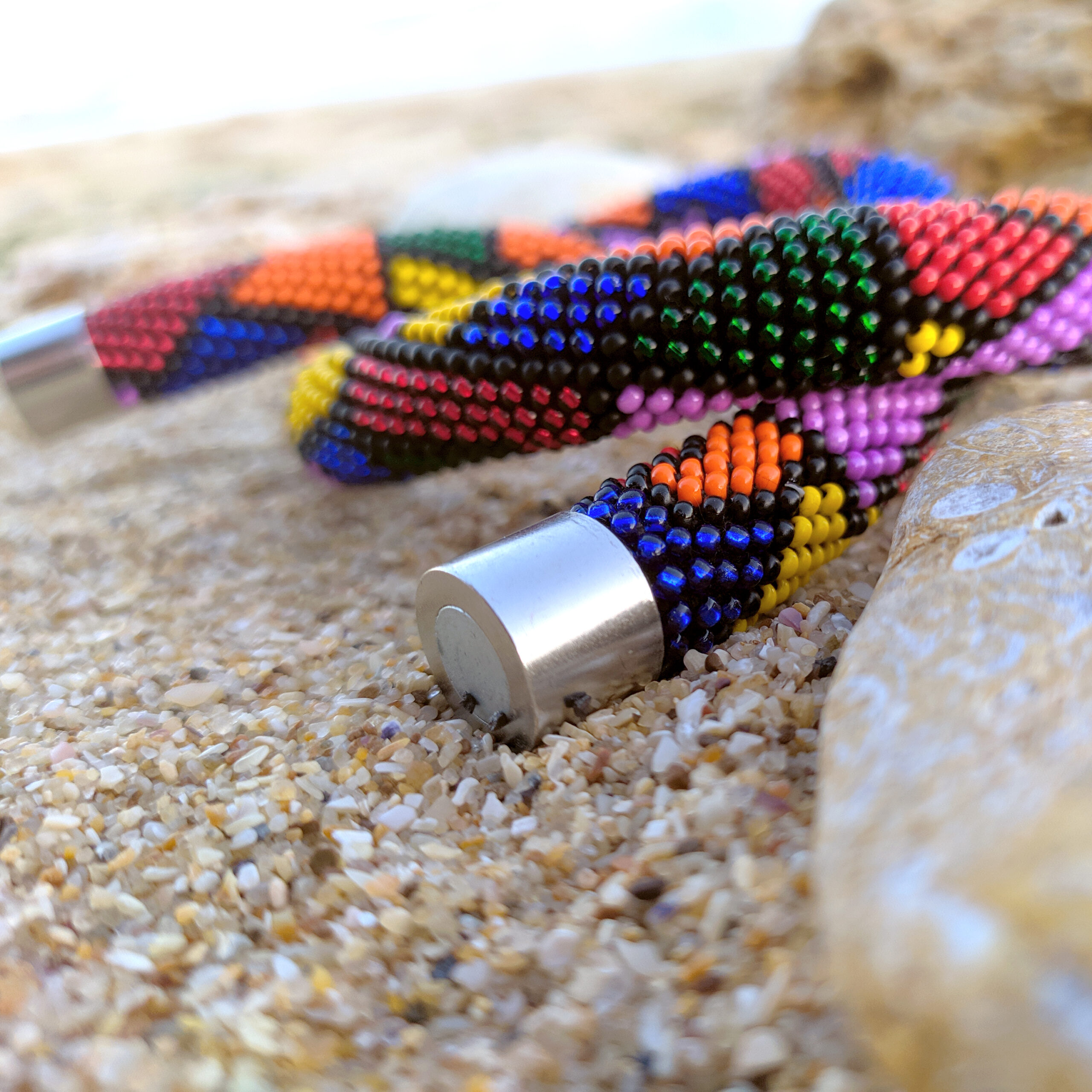 Multicolor Exquisite Necklace Mosaic Pattern Crochet Casual Urban Choker Handwoven with Glass Seed Beads Magnetic Clasp Elegant Gift for Her - Image 11