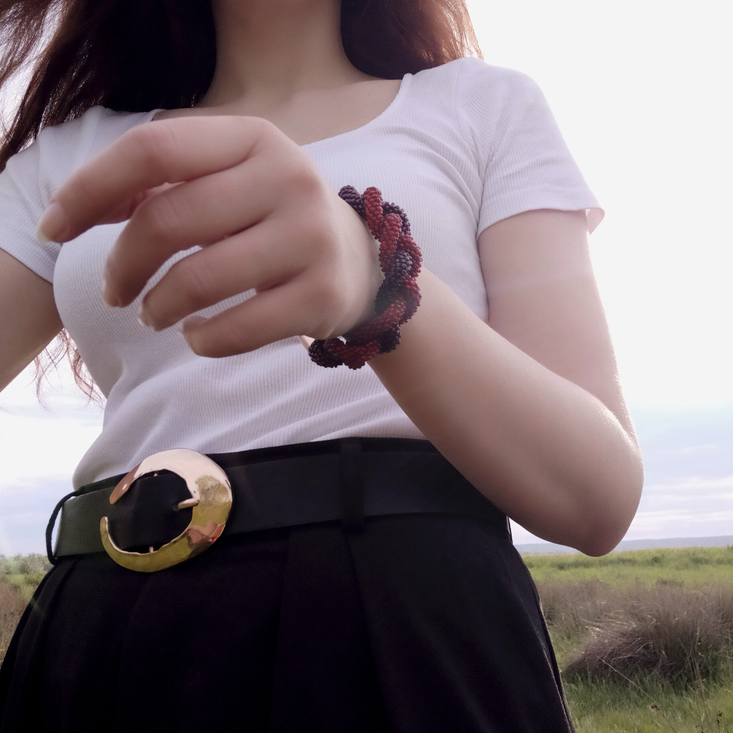 Red Violet Purple Braided Bracelet Seed Beaded Elegant Crochet Bangle Bicolor Magnetic Clasp Woman Festive Armband Handmade Crocheted Rope - Image 5