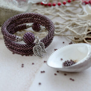 Burgundy 3 Wrap Seed Bead Braselet on Memory Wire